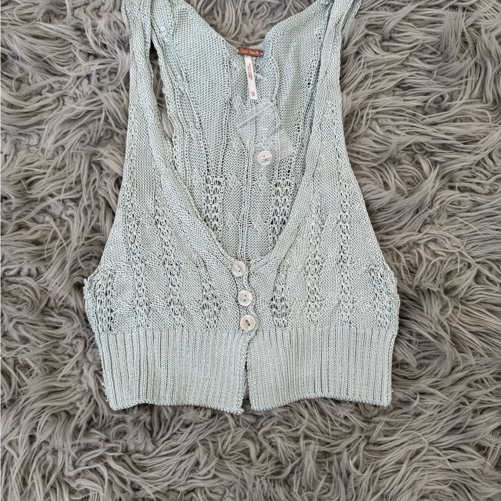 Free People The Vest of Us Pale Aqua